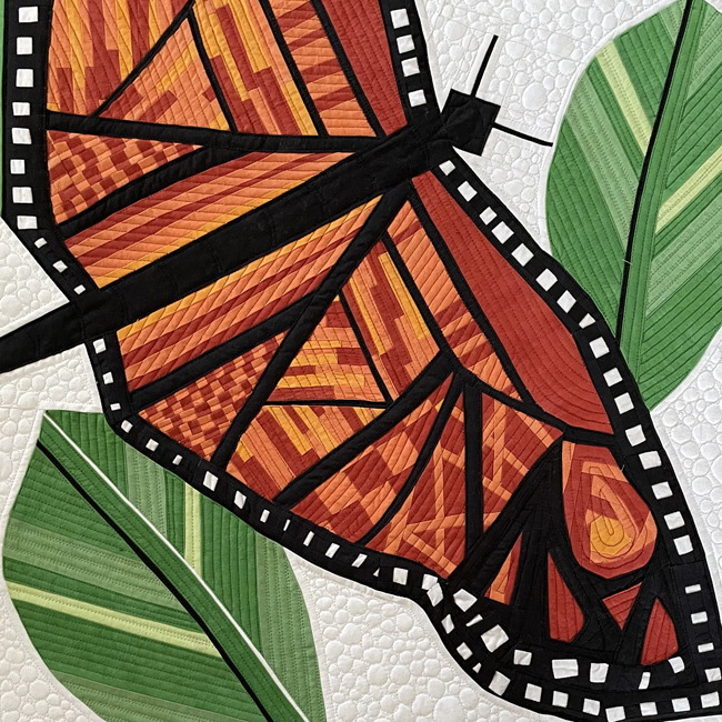 Our members Laurie Lile, Cecile Brown, and Terrie Peets are featured in recent quilt publications. Laurie - Cherrywood Fabrics 2023 Challenge, and Cecile & Terry in Jane Haworth's Capture Your Own Life With Collage Quilting. Laurie's Monarch is shown here